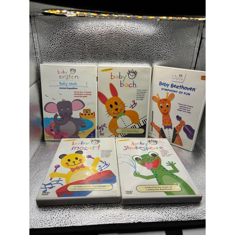 Baby Einstein DVD Lot of 5 Baby Bach Beethoven Noah Mozart‎ Shakespeare Educate
